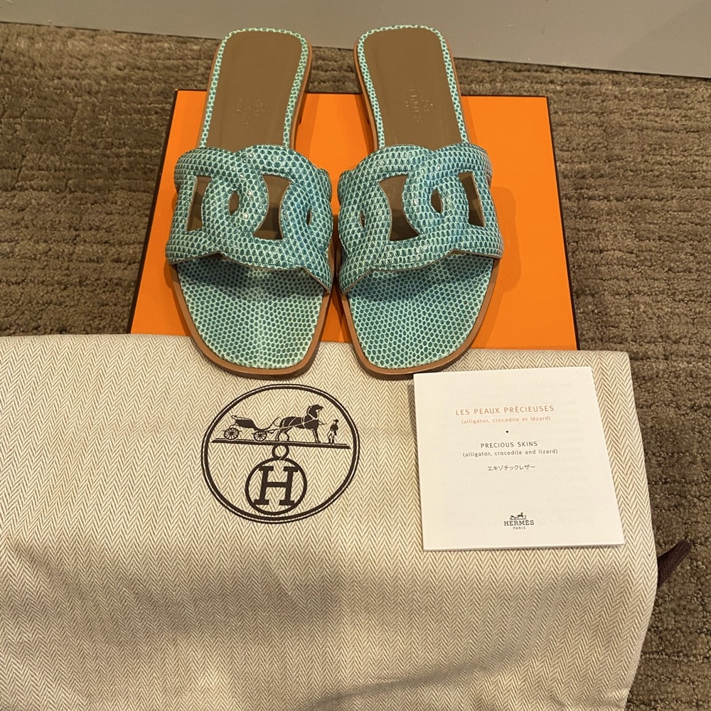Authentic Hermes Omaha Lizard sandals